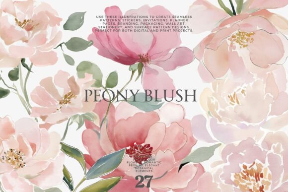 Download Peony Watercolor Clipart Set - Peony Collection