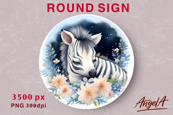Download Sleeping Zebra Kids Wall Art Round Desig - Wall art Collection