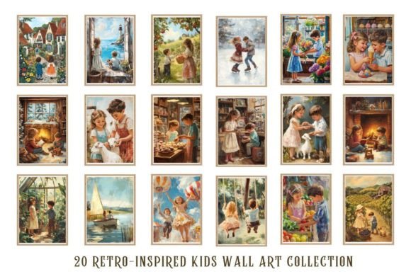 Download Retro-Inspired Kids Wall Art Collection - Wall art Collection