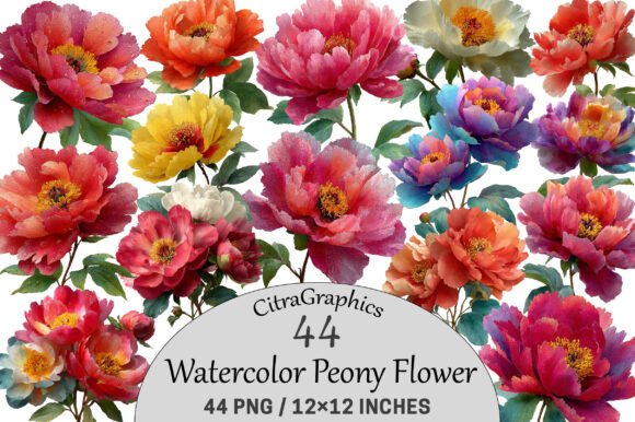 Download Watercolor Peony Flower Clipart. - Peony Collection