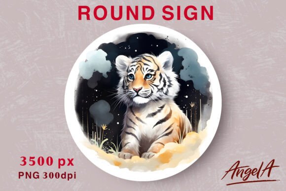 Download Kids Wall Art, Cute Tiger, Round Design - Wall art Collection
