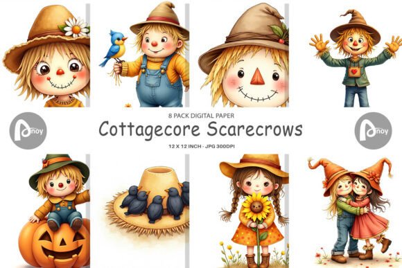 Download Cute Scarecrow Digital Paper - Cute scarecrow digital Collection